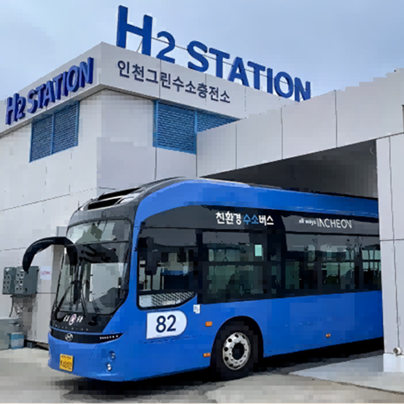 Sør-Koreas regjering har avduket sin første hydrogendrevne buss under en plan for ren energi